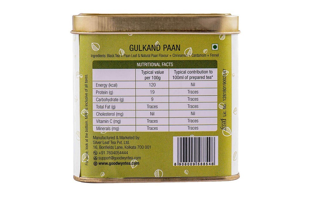 Goodwyn Tea Gulkand Paan    Tin  100 grams